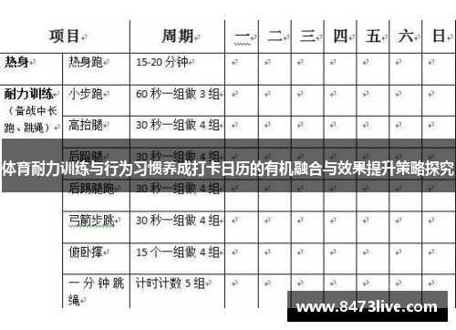 体育耐力训练与行为习惯养成打卡日历的有机融合与效果提升策略探究