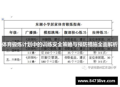 体育锻炼计划中的训练安全策略与预防措施全面解析